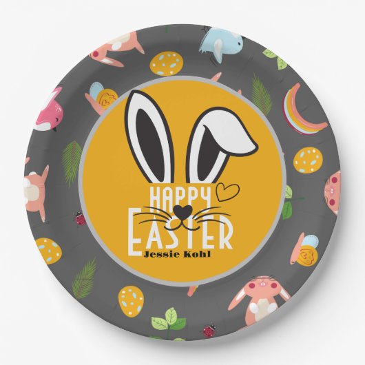 Ostersonne niedliche Stilfamilie Pappteller (Vorderseite)