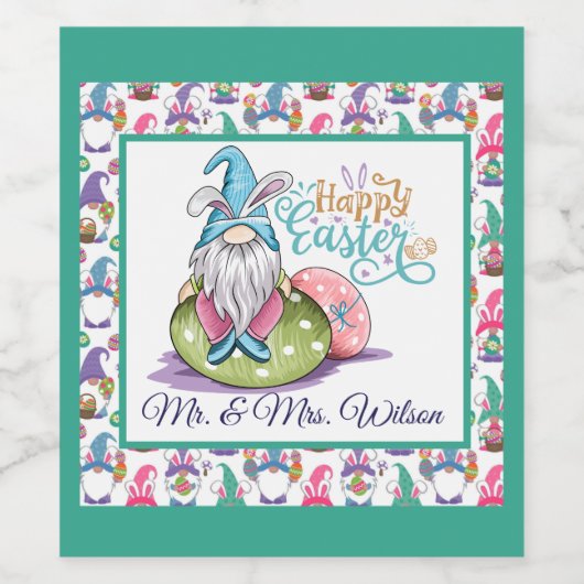 Ostersonnen Gnome Custom Weinetikett (Einzelnes Label)