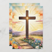 Ostersonnenaufgang, Aquarellkunst, Feiertagskarte (Vorne/Hinten)