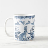 Ostersonnenblauer Weißer Kaninchen Muster Delft Kaffeetasse (Links)