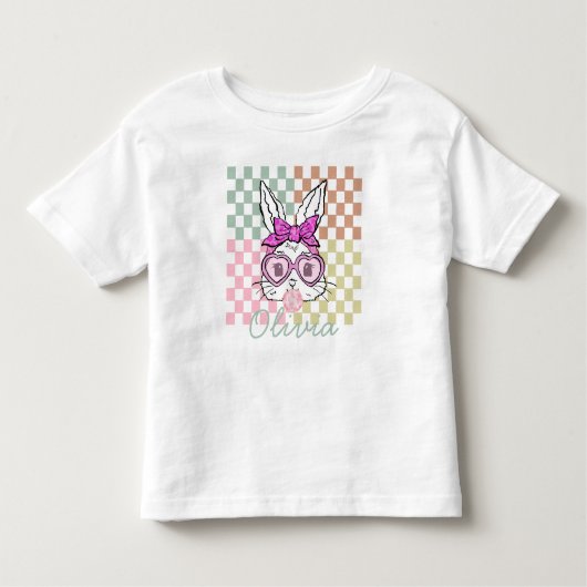 Ostersonnenbrille Rabbit Schachbrett Personalisier Kleinkind T-shirt (Vorderseite)