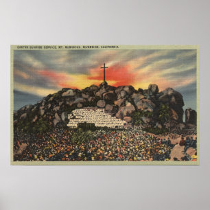 Ostersonnendienst auf dem Berg Rubidoux Poster