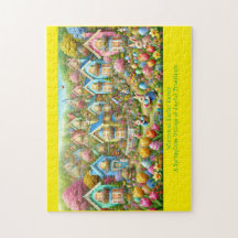 Ostersonnendorf, pastellfarbene Hütten