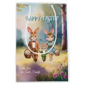 Ostersonnenfamilie Jagd auf Eier Mittlere Geschenktüte (Vorderseite)