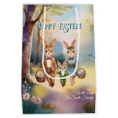 Ostersonnenfamilie Jagd auf Eier Mittlere Geschenktüte (Rückseite)