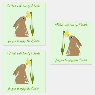 Ostersonnengrabbit und Daffodische Blume nach Maß Etiketten