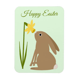 Ostersonnengrabbit und Daffodische Blume nach Maß Magnet
