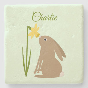 Ostersonnengrabbit und Daffodische Blume nach Maß Steinuntersetzer