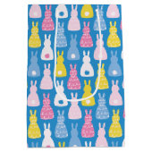 Ostersonnenhasen Blaues Muster Mittlere Geschenktüte (Rückseite)