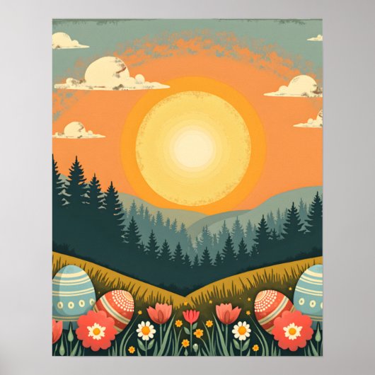 Ostersonnenlandschaft Poster (Vorne)
