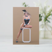 Ostersonnenmädchen sitzt auf Rundwürfel Dankeskarte (Stehend Vorderseite)