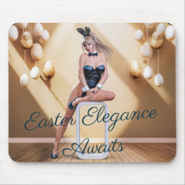 Ostersonnenmädchen sitzt auf Rundwürfel Mousepad