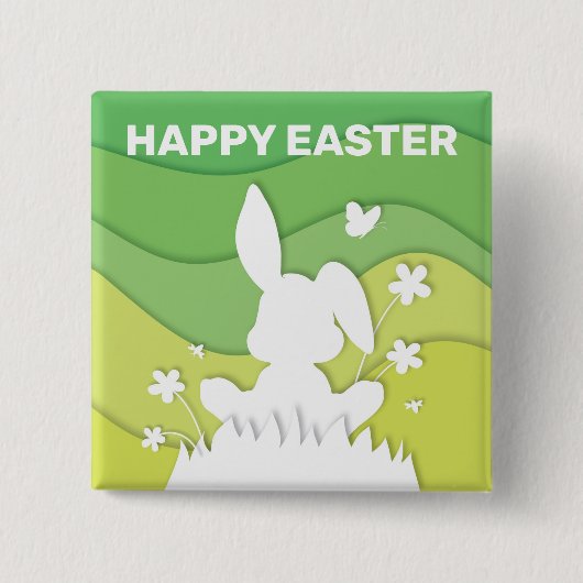 Ostersonnige 3D-Papiere schneiden grüne Quelle Button (Vorderseite)