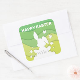 Ostersonnige 3D-Papiere schneiden grüne Quelle Quadratischer Aufkleber