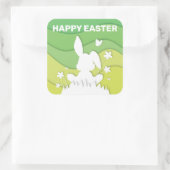 Ostersonnige 3D-Papiere schneiden grüne Quelle Quadratischer Aufkleber (Tasche)