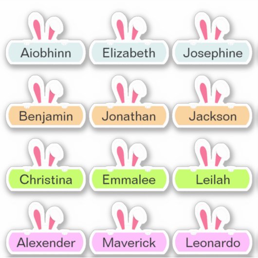 Ostersonnige Aufkleber mit mehreren Namen (Vorderseite)