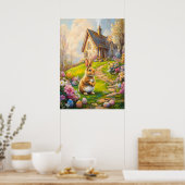 Ostersonnige Blume Hütte Garten Poster (Küche)