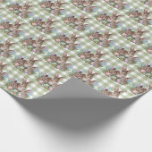 Ostersonnige Familie auf Gingham Geschenkpapier (Ecke)