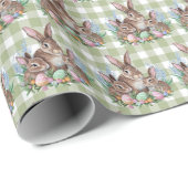 Ostersonnige Familie auf Gingham Geschenkpapier (Rolleneckpunkt)