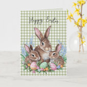 Ostersonnige Familie auf Gingham Karte (Gelbe Blume)