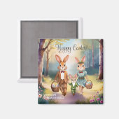 Ostersonnige Familie Jagd Eier - Aquarell Magnet (Vorderseite/Rückseite)