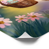 Ostersonnige Familie Jagd Eier - Aquarell Poster (Ecke)