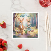 Ostersonnige Familie Jagd Eier - Aquarell Serviette (Beispiel)