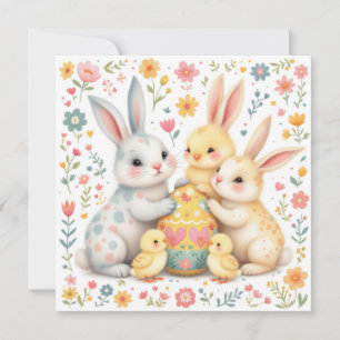 Ostersonnige Familie mit Kick-Freunden Feiertagskarte