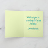 Ostersonnige farbenfrohe Kaninchen Feiertagskarte (Innenseite)