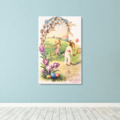 Ostersonnige, farbige Eizellennis Leinwanddruck (Insitu (Holzboden))