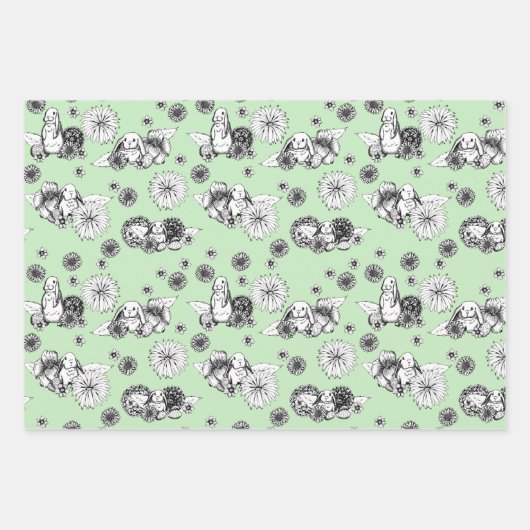 Ostersonnige Frühlingsblumenmuster Geschenkpapier Set (Vorderseite 3)