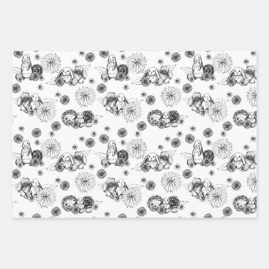 Ostersonnige Frühlingsblumenmuster Geschenkpapier Set (Vorderseite)