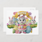 Ostersonnige Grafikkarte Einladungspostkarte (Vorne/Hinten)