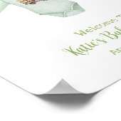 Ostersonnige grüne Wäscheleine Babydusche Willkomm Poster (Ecke)