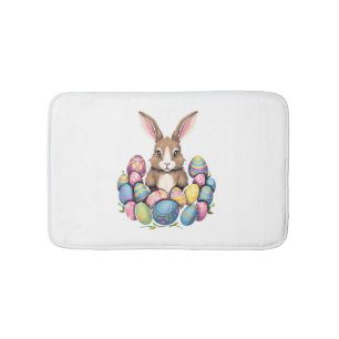 Ostersonnige Kaninchen farbenfrohe Eier Ostereier  Badematte