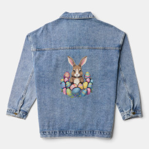 Ostersonnige Kaninchen farbenfrohe Eier Ostereier Jeansjacke