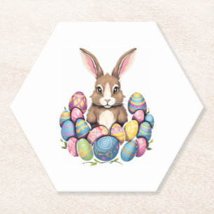 Ostersonnige Kaninchen farbenfrohe Eier Ostereier  Untersetzer