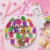 Ostersonnige Kaninchen farbenfrohe Eier Pappteller (Party)