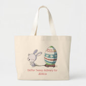 Ostersonnige Kaninchen Pulling Ostertrolley Custom Jumbo Stoffbeutel (Vorne)