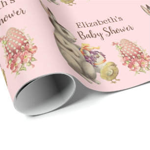 Ostersonnige Kaninchen und Hühnerrosa Babydusche Geschenkpapier