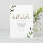 Ostersonnige Kanincheneier Eukalyptus-neutrales Ba Einladung (Stehend Vorderseite)