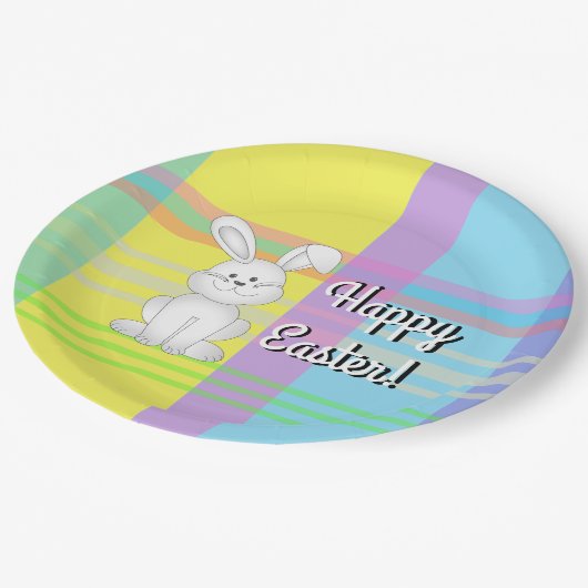 Ostersonnige Karierte Paper-Teller Pappteller (Schrägansicht)