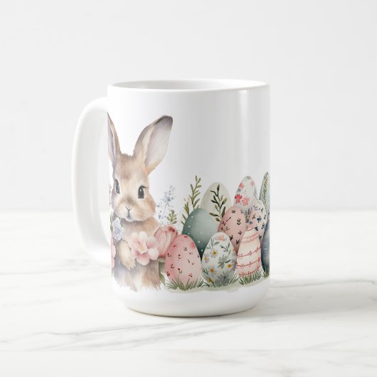 Ostersonnige Keramik Tasse (Vorderseite Links)