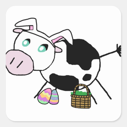 Ostersonnige Kuh Quadratischer Aufkleber (Vorderseite)