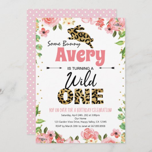 Ostersonnige Mädchen Erstgeburt Rosa Einladung (Vorne/Hinten)