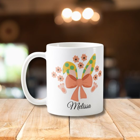 Ostersonnige Ohren mit Bogen und individuelle Name Kaffeetasse