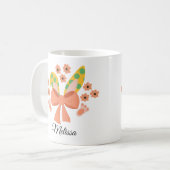 Ostersonnige Ohren mit Bogen und individuelle Name Kaffeetasse (Vorderseite Links)