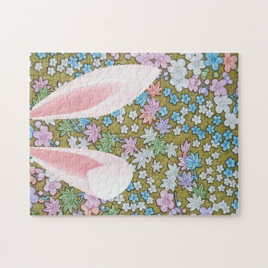 Ostersonnige Ohren mit farbenprächtigem Blumenhint Puzzle (Horizontal)
