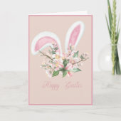 Ostersonnige Ohren und Aquarellfarben Pink Blume K Karte (Vorderseite)