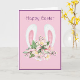 Ostersonnige Ohren und Aquarellfarben Pink Blume K Karte